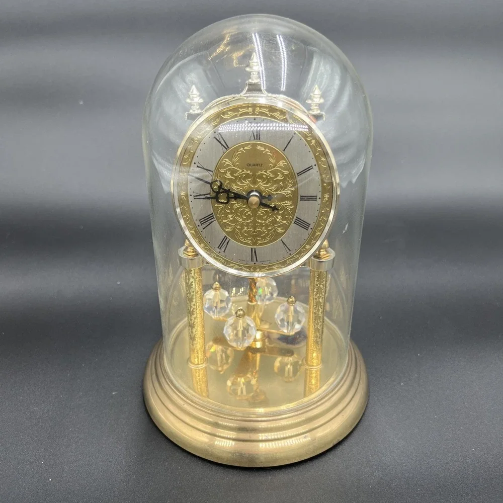 Quartz Dome Clock With Rotating Pendulum Works Perfect Battery Operated.